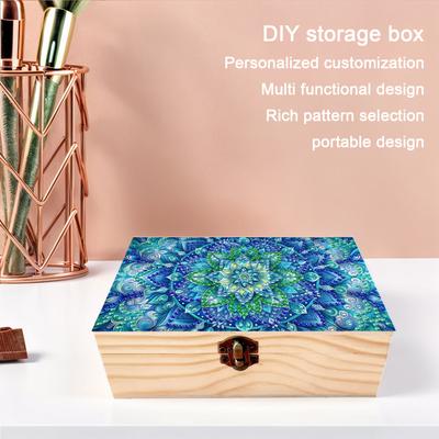 DIY Diamond Art Wooden Storage Box Desk Organizer Diamond Art Painting Storage Box Kit Gift for Birthdays and Holidays