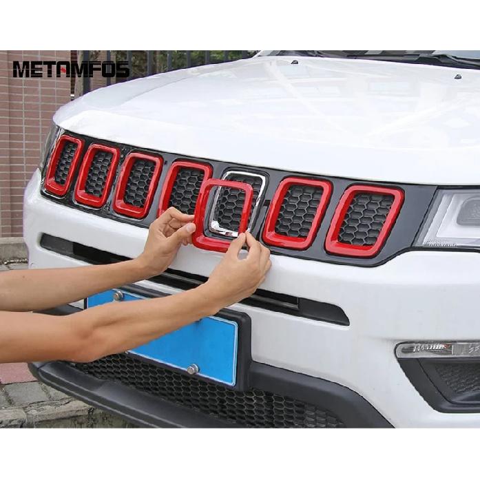 Accessories For Jeep Compass 2017 2018   Front Upper Bumper Grille Racing Grill Cover Trim Decoration Frame Car Styling