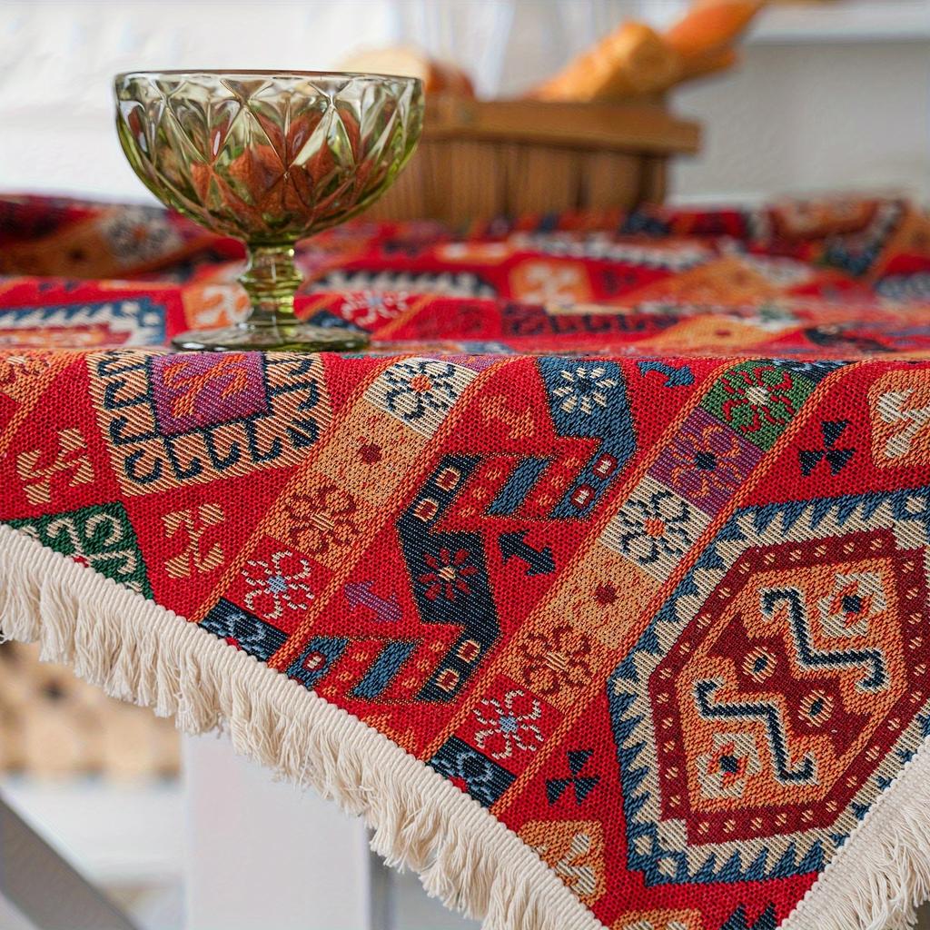 Chunky Jacquard Tablecloth Nordic Simple Design Red Christmas Table Cloth American Festive Table Cover Imanqi Rhyme