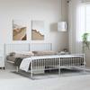 Metal Bed Frame with Headboard and Footboard White 193 X 203 Cm