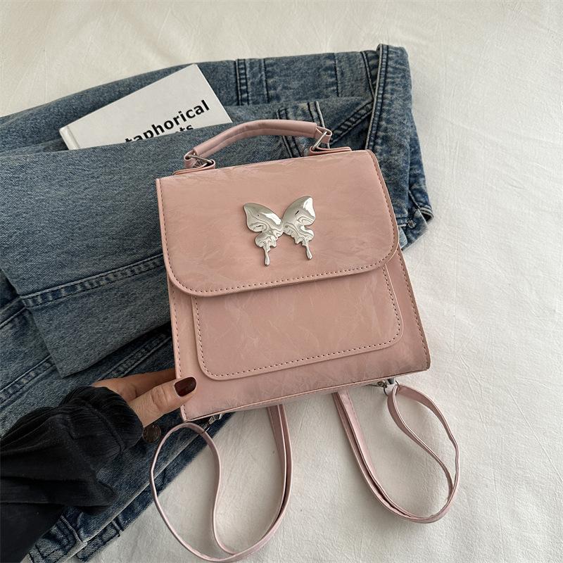 Gentle Texture Butterfly Handbag 2025 Spring and Summer New Versatile Ins Leisure Bag Backpack Small Square Bag Tide