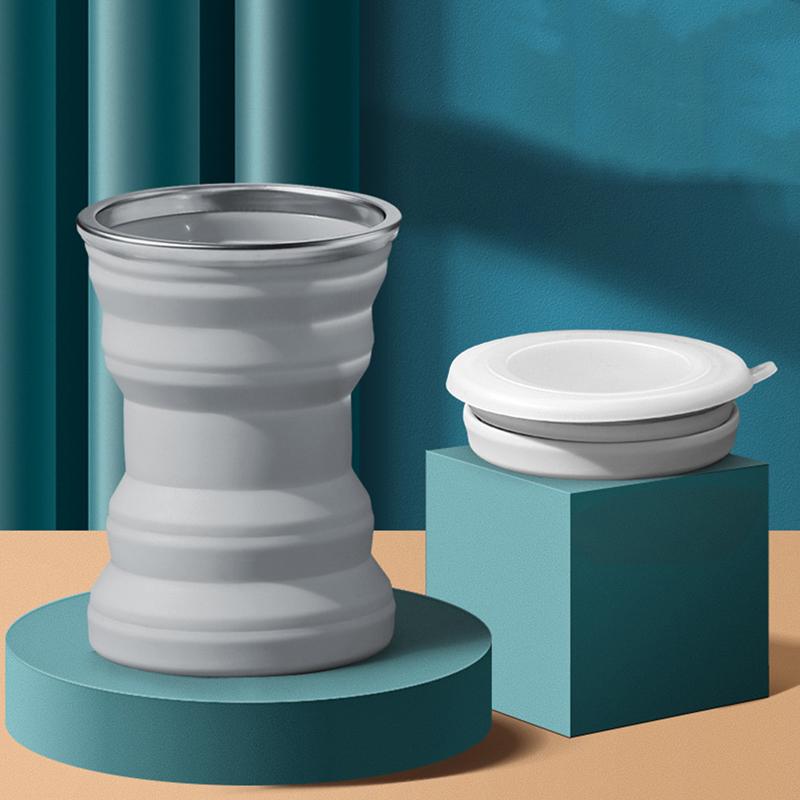 

Складная бутылка для воды, кружка 320 мл, складные силиконовые чашки для кофе, кружки серый