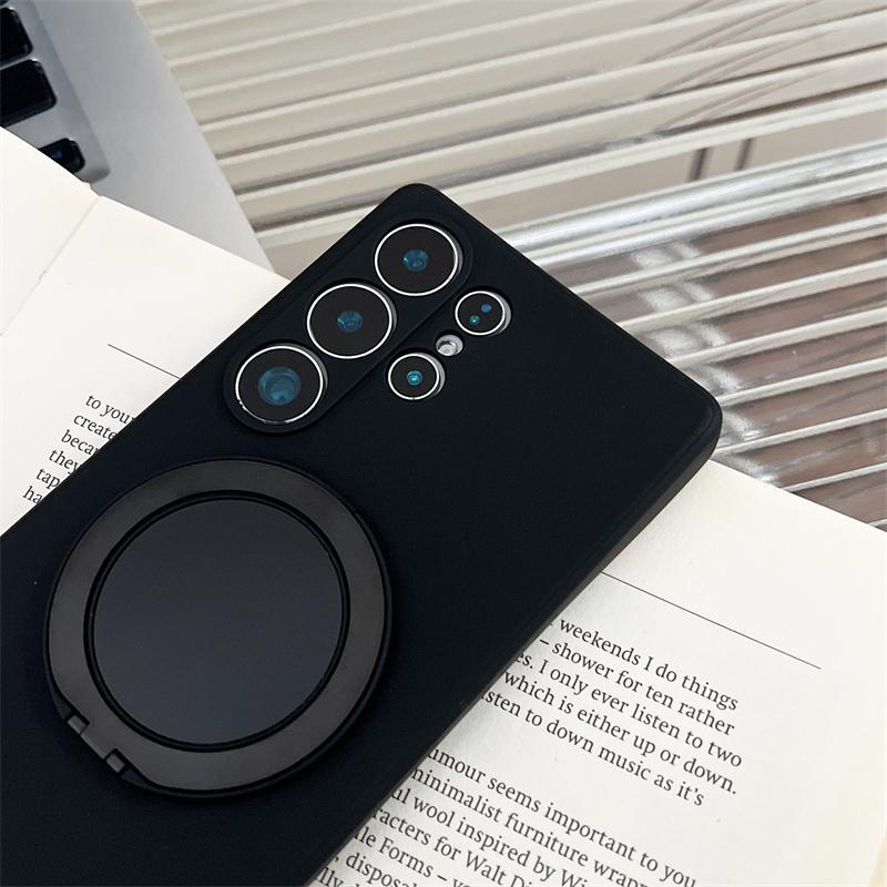 Fashion Liquid Silicone Case For Samsung Galaxy S25 Edge S24 S23 S22 S21 S20 Ultra FE A17/07 56/36/26/16 Magnetic Bracket Cover