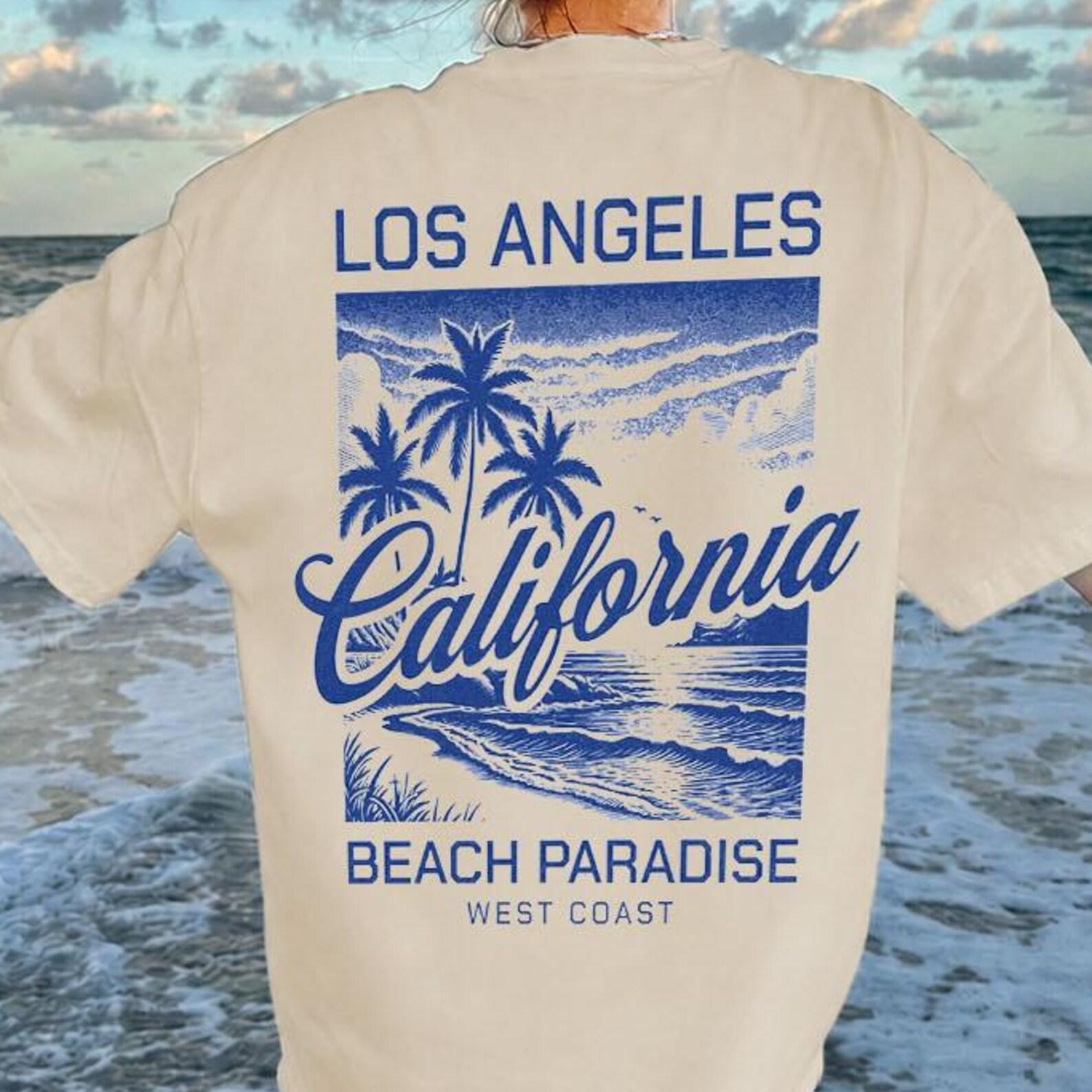 Los Angeles California Beach Shirt, West Coast Graphic Tee, Coastal Vacation T-Shirt, Palm Tree Summer Shirt, Retro California Tee 4XL