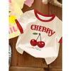 Summer Strawberry Printed T-Shirt Sweet Cute Cartoon Short Sleeve Children's T-Shirt Crew Neck Casual Tees Outdoor Girls Clothes