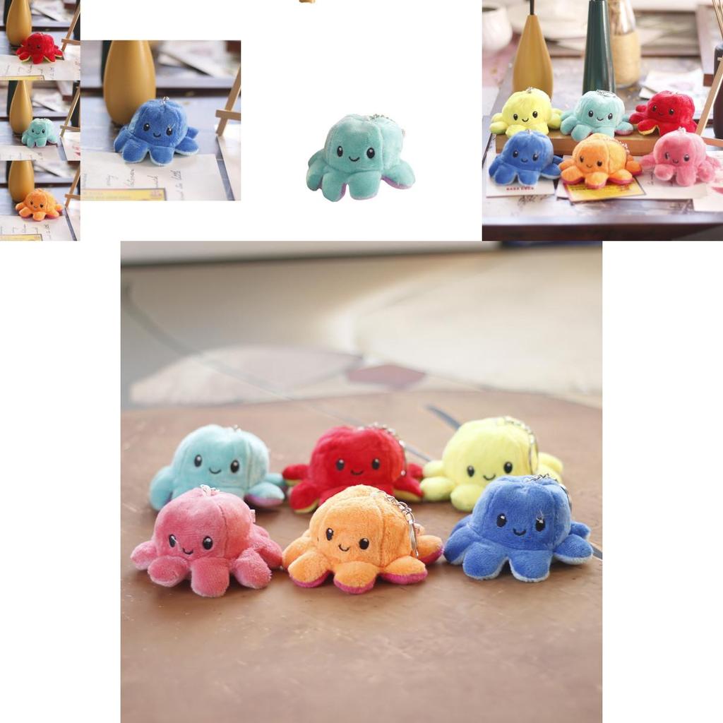 Uroczy Dwustronny Mini Pluszowy Brelok Ośmiornica Słodka Miękka Zabawka Zawieszka do Torby