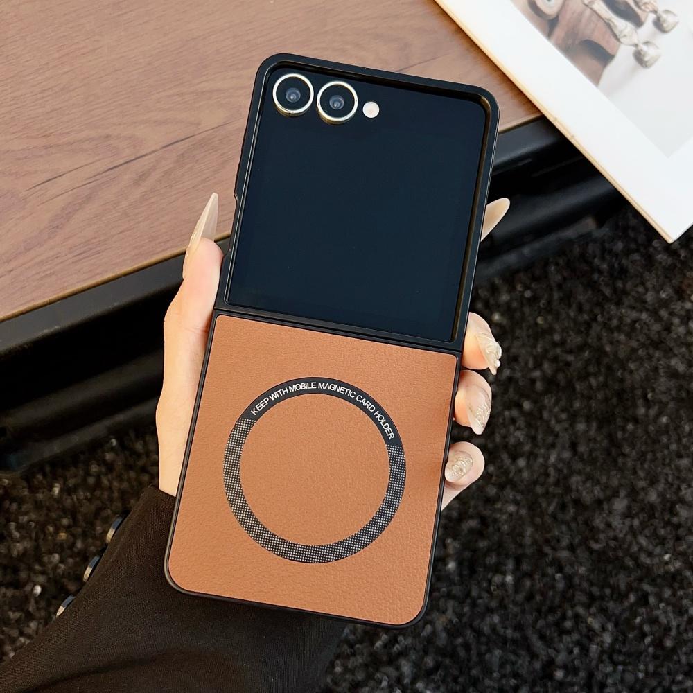 Luxus-Leder-Magnetische Matte Weiche Handyhülle für Samsung Galaxy Z Flip 7 6 5 4 3 Für Magsafe Kabelloses Laden Schutzhülle