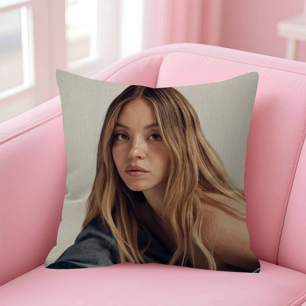 Actor Sydney Sweeney Cushion Cover Car Throw Pillow Case For Sofa Car Christmas Gift