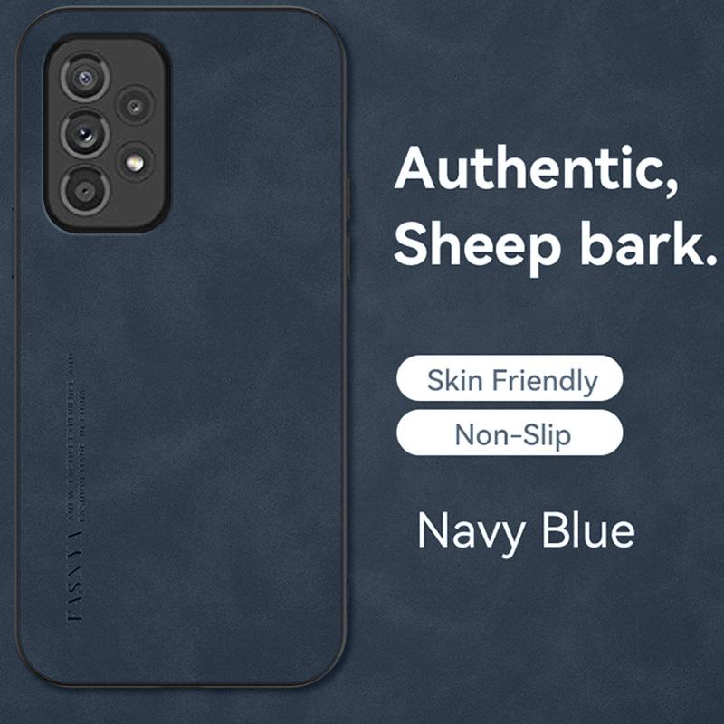 Sheepskin Leather Case For iPhone 16 15 14 13 12 Samsung S25 S24 Plus A34 S23 Redmi Note 14T 12 4G Mi 12T Pro Soft Edges Pure Color Phone Cover