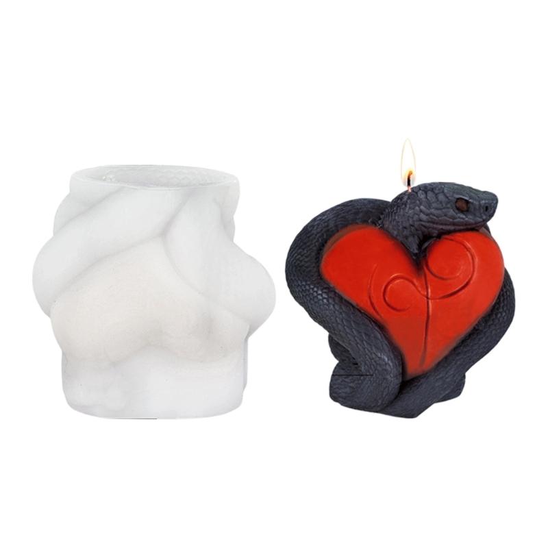 3D Snake Heart Candle Mould Silicone Molds Crafting Supplies Castings Molds Handmade Plasters Molds Easy Release