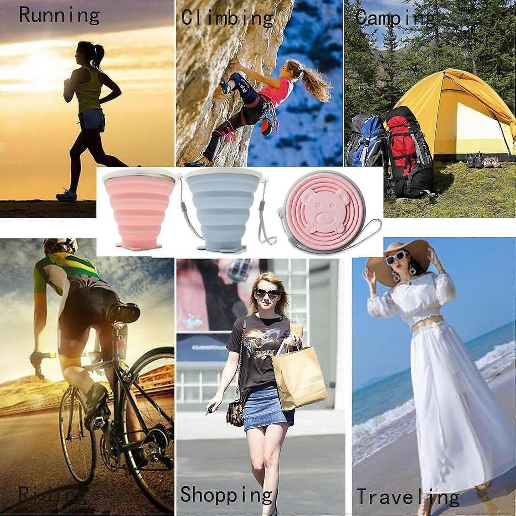 2025 Latest Model 2 Pack Silicone Collapsible Cups for Traveling, 320ml+320ml