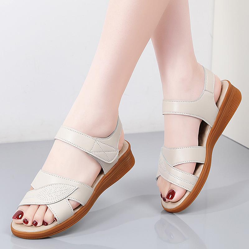 Women Summer Flats Sandals Outdoor Dressy Open Toe Casual Girls Big Size Black Sandals