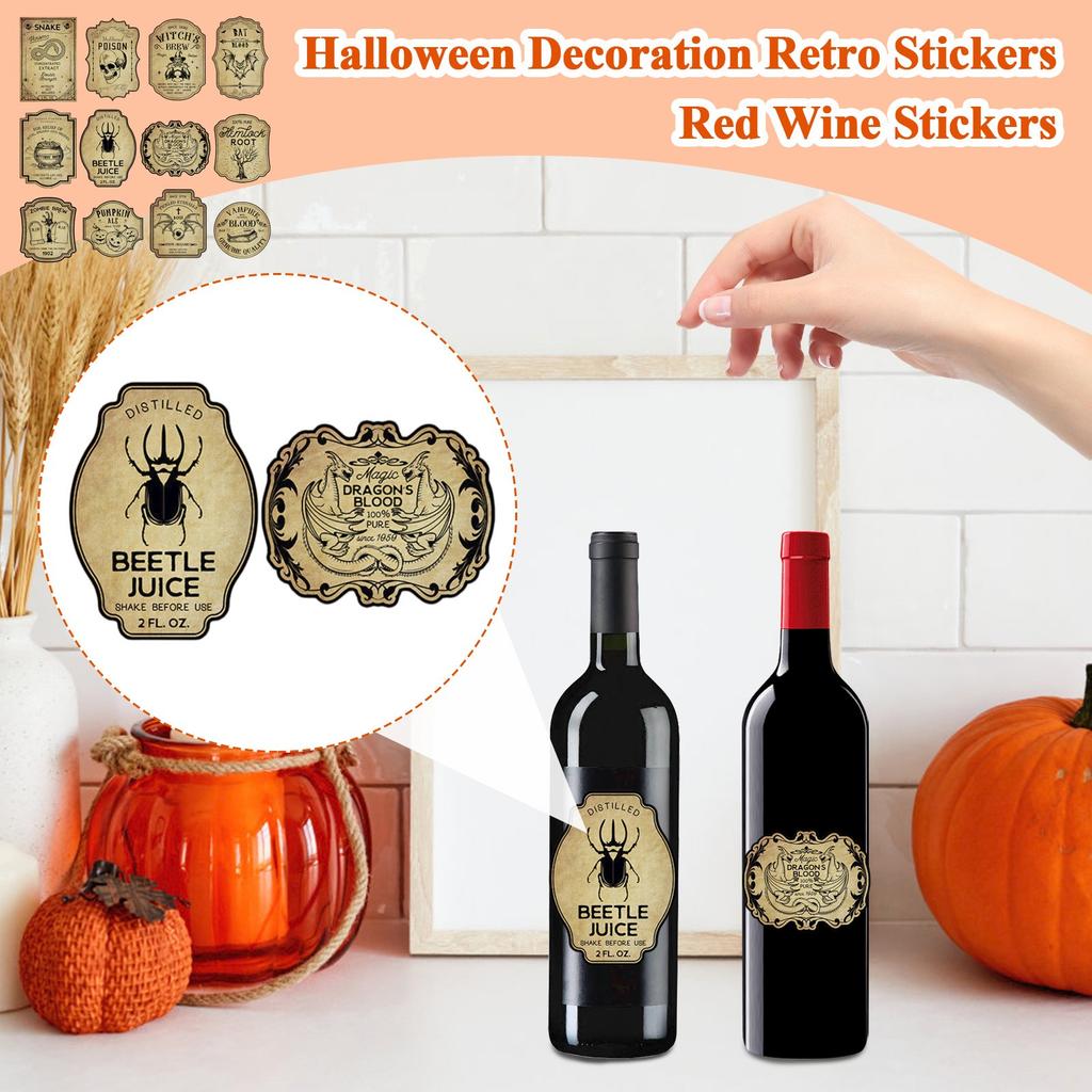 Halloween Decoration Retro Stickers Red Wine Stickers Scene Decoration Props Party Supplies
