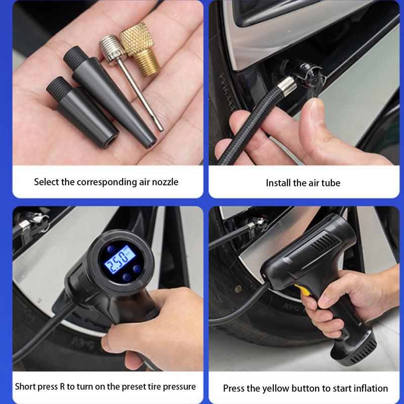 Cordless Tire Inflator 12V Portable Vehicle Tire Inflator Rechargeable Battery Car Tire Pump Auto Shut-Off Car Handheld Air Pump
