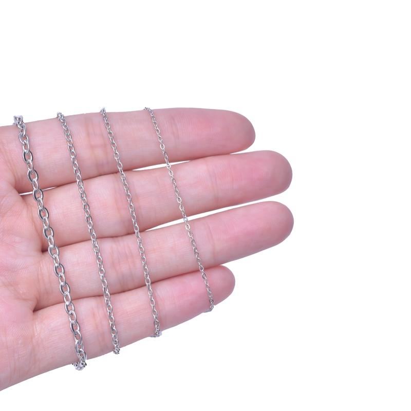 Width 1.21.522.53Mm Stainless Steel Rolo Chain Cross Necklaces For Women Men Accessories Simple Jewelry On The Neck Necklace