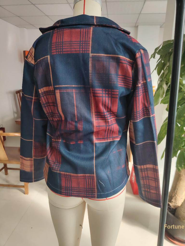 Women's Vintage Padded Coat Autumn Winter Stand Collar Patchwork Button Coat Small Blazer