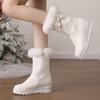 Fashion Fashion Women Snow Boots 2025 New Faux Fur Winter Boots Height Lncreasing Platform Thick Plush Warm Zip Winter Shoes White Pink