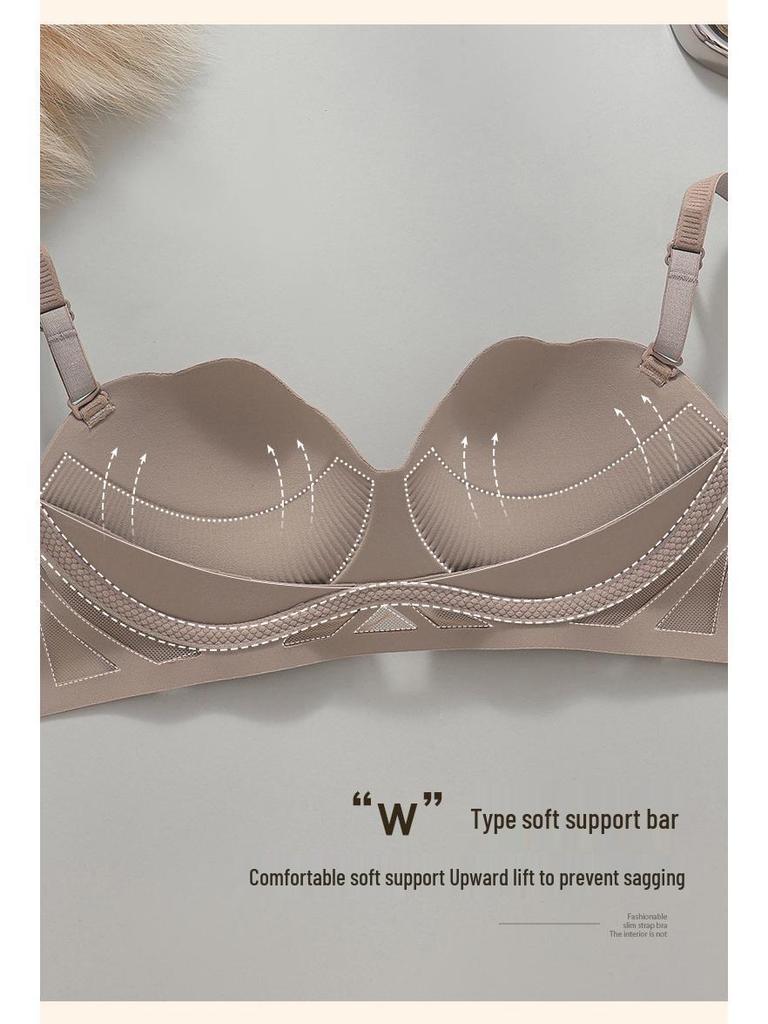 Petal Red Seamless Strapless Push-Up Bra - Anti-Sag, Breathable, Thin, Enhances Small Chest  