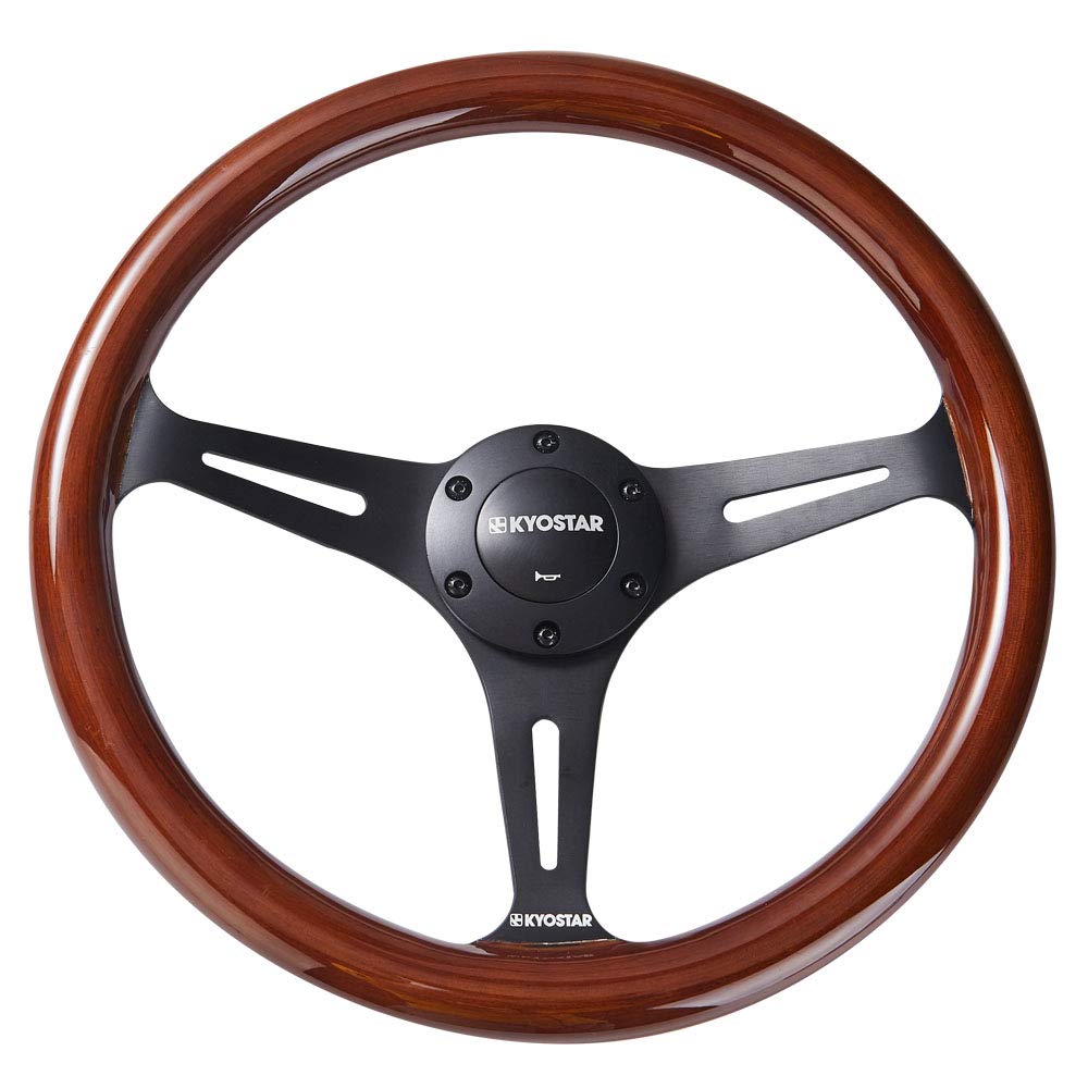 Kyostar Classic Wood Black Spoke Deep Cone Steering Wheel 35mm &