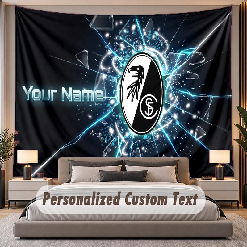 Custom Name Text Tapestry SC Freiburg Personalized Polyester Wall Tapestry For Bedroom And Room