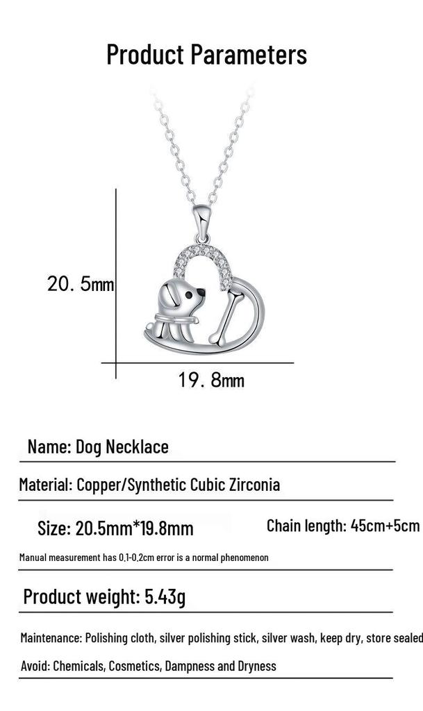Anime Heart Pendant Dog Necklace - Fashionable Women's Jewelry Accessory