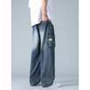 Sommer Herren Straight Jeans Weites Bein Denim Cargo Hose Leichte Baggy Hose