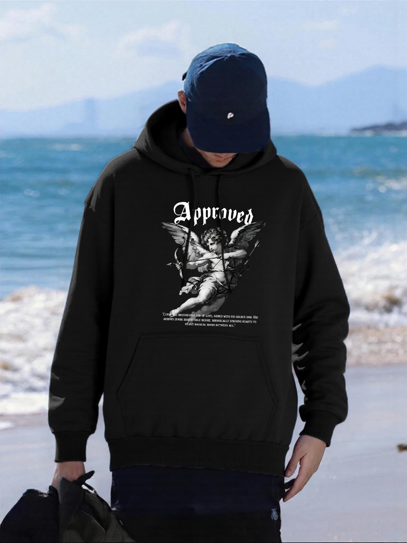 

Одобрено Стрельба из лука Ангел Принт Мужские Худи Мягкий Универсальный Худи Свободный Осенний Спортивный Костюм Флис Удобный Мужской Пуловер 3XL