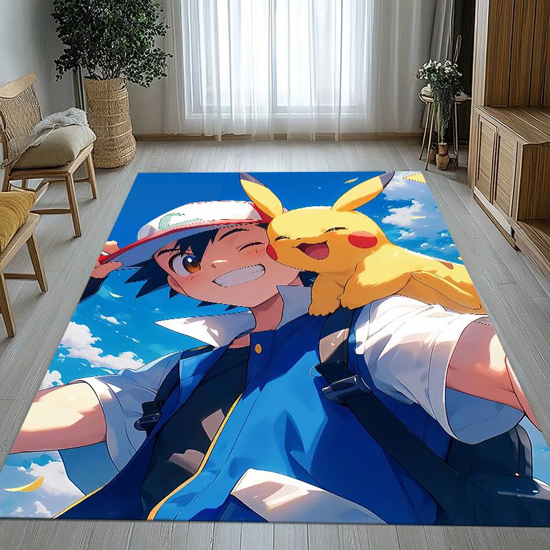 6 Style Pikachu Pokemon Living Room Non-Slip Area Rug Soft Carpet for Bedroom Kids Playroom Sofa,Home Decor Doormat Gift
