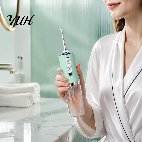 Irrigateur buccal rechargeable, jet dentaire électrique sans fil, 3 niveaux pour le nettoyage des dents avec 4 embouts de jet, Flosser