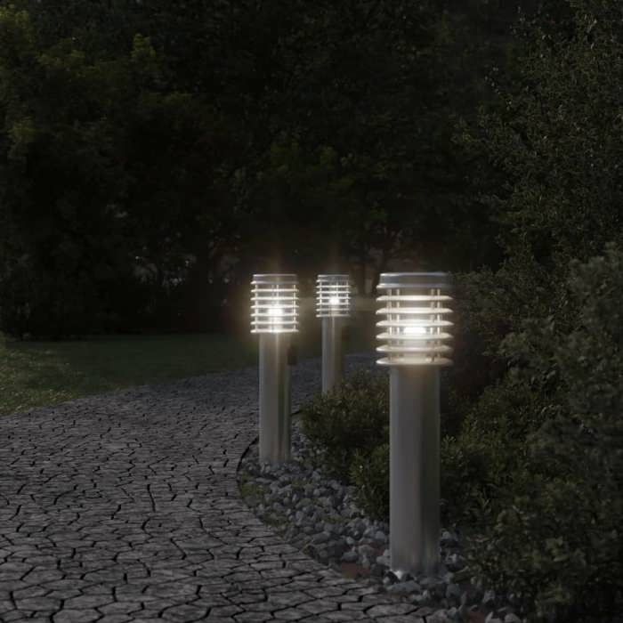 VidaXL Lampadaire d'extérieur et sortie argenté 60 cm acier inoxydable, éclairage au sol d'extérieur, éclairage au sol de 4006373