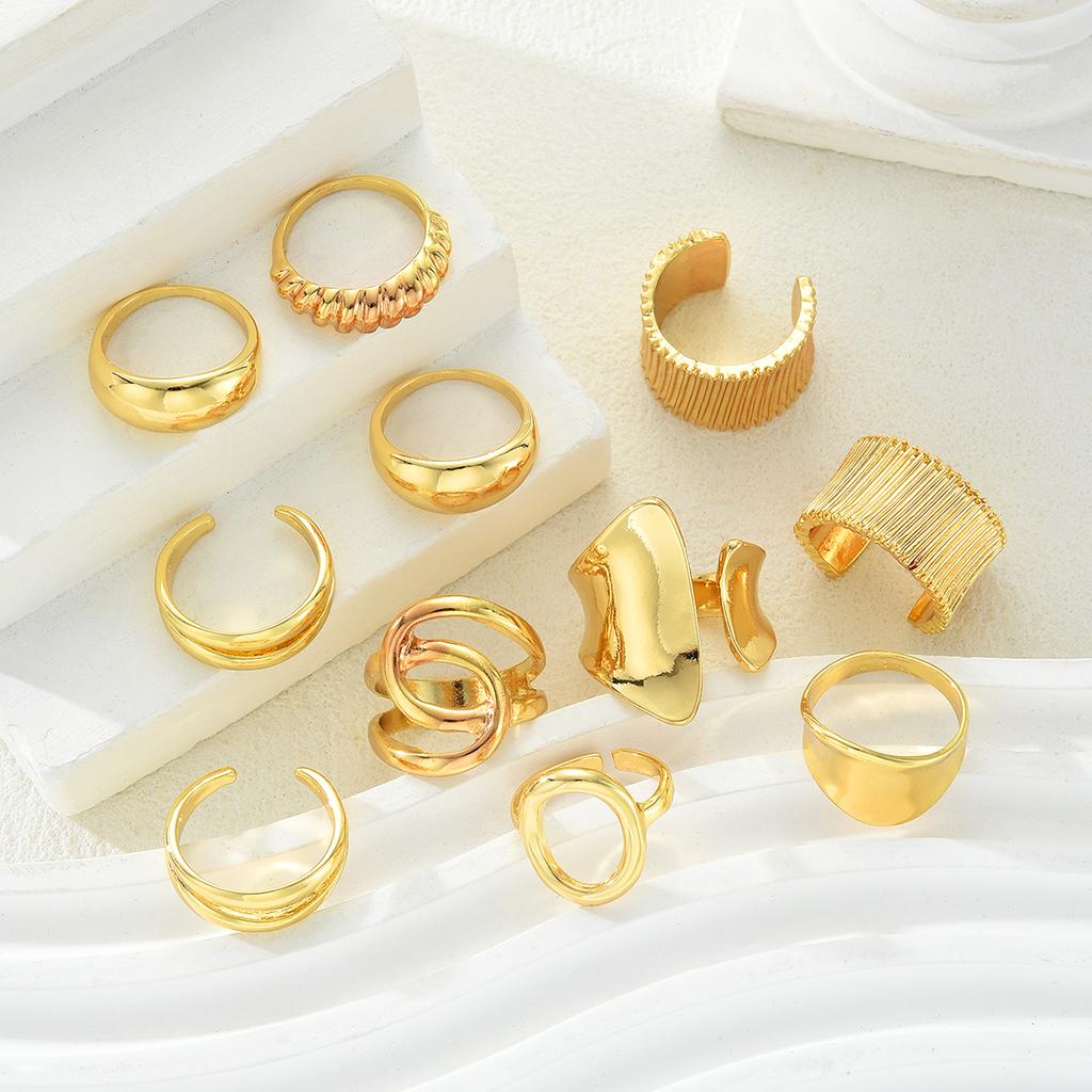 iF ME 11 Piece Irregular Geometric Hollow Out Ring Set Fashion Jewelry Women Trendy Shiny Daily Party Accessory Decorative Gift Idea