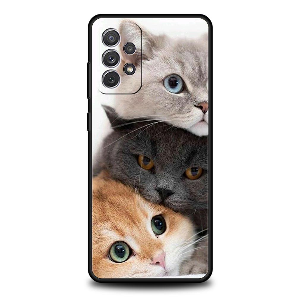 Kawaii Love Cat Phone Case For Samsung Galaxy A17 A07 A55 A35 A25 A15 A05s A33 5G A31 A23 A21s A13 A41 A73 A53 A51 A71 A03 Cover