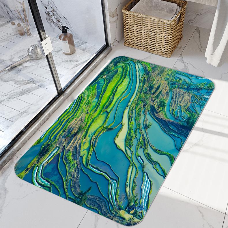 Terraced Landscape Water-Absorbent Non-Slip Kitchen Rug