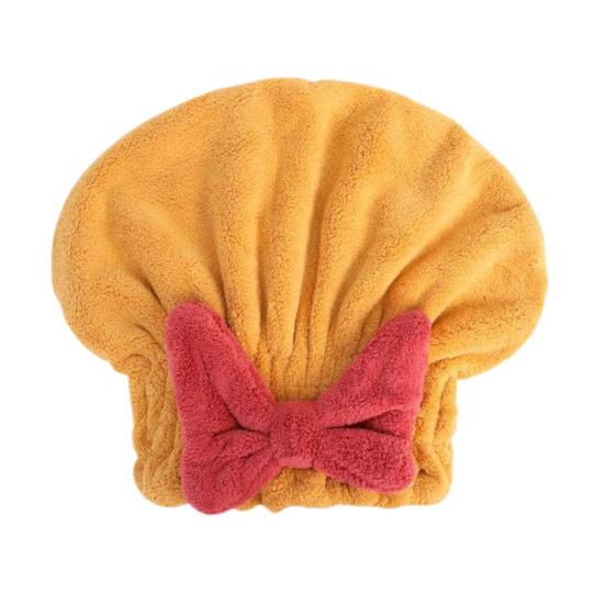 Absorbent Hair Drying Cap Quick Dry Microfiber Hair Towel Wrap Shower Cap Wet Hair Drying Turban with Bow Tie for Women Girls