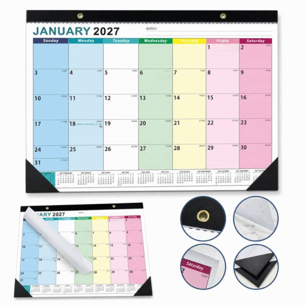 Daily Planning 2027 Wall Calendar Waterproof Cover Monthly Schedule Planner  School Office
