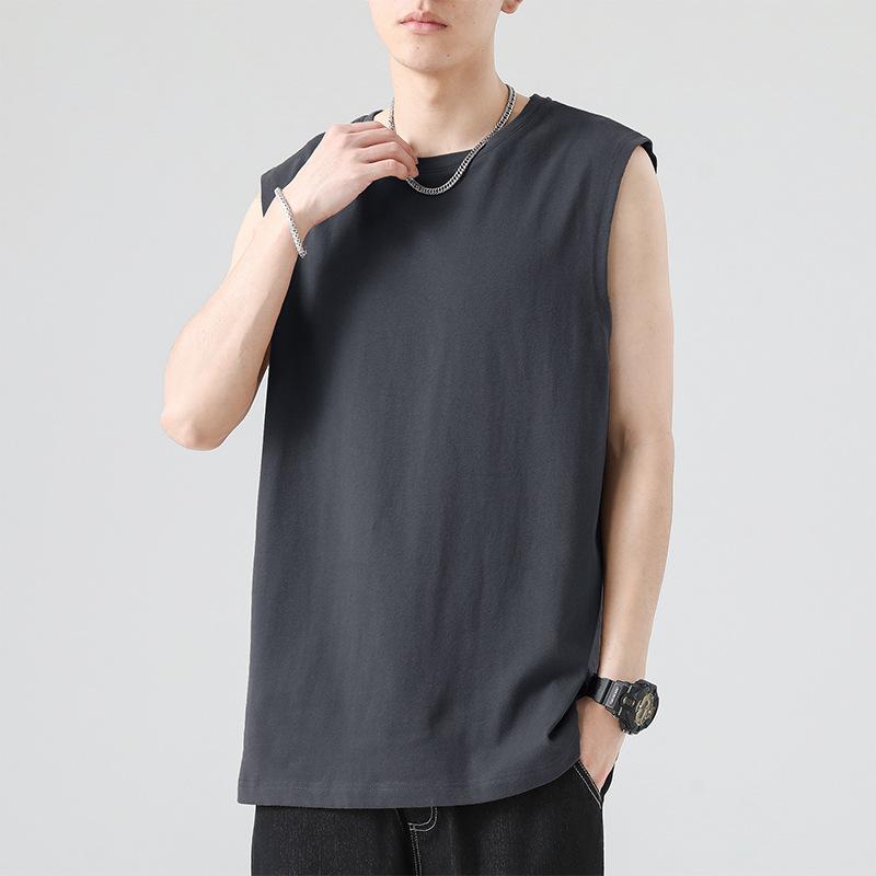 Summer Cotton Tank Tops Men Solid Color Sleeveless Tees Loose Vest Men's Casual Sports Comfortable Breathable O-Neck Tank Tops