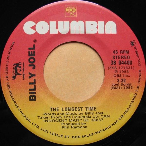 

7inch Record BILLY JOEL Longest Time Christie Lee 3804400 COLUMBIA 1984 Canada Rock Used
