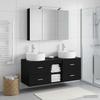 Bathroom Furniture Set 4 Pcs Black Oak Engineered Wood and Glass