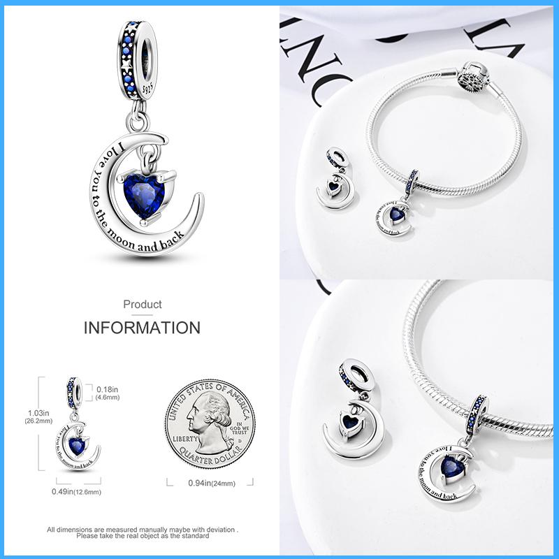 Fashion Copper Sparkling Zircon Star Moon Series Charms Beads Fit Qikaola Original Bracelets Diy Birthday Jewelry