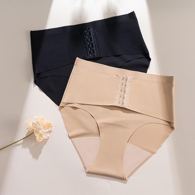 Female Spring and Summer Thin Model Without Trace Ice Silk To Lift Buttock Abdominal Belt Breasted Waist Shaping Briefs