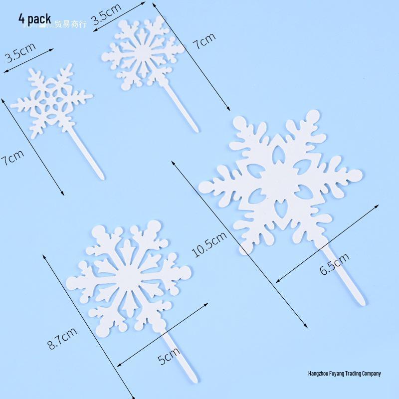 Frozen Princess Snowflake Cake Topper - Acrylic White Christmas Decoration for Baking and Birthdays