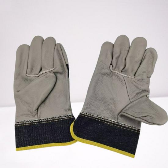 Yellow Leather Welding Gloves - Oil, Puncture, and Heat-Resistant Labor Protection