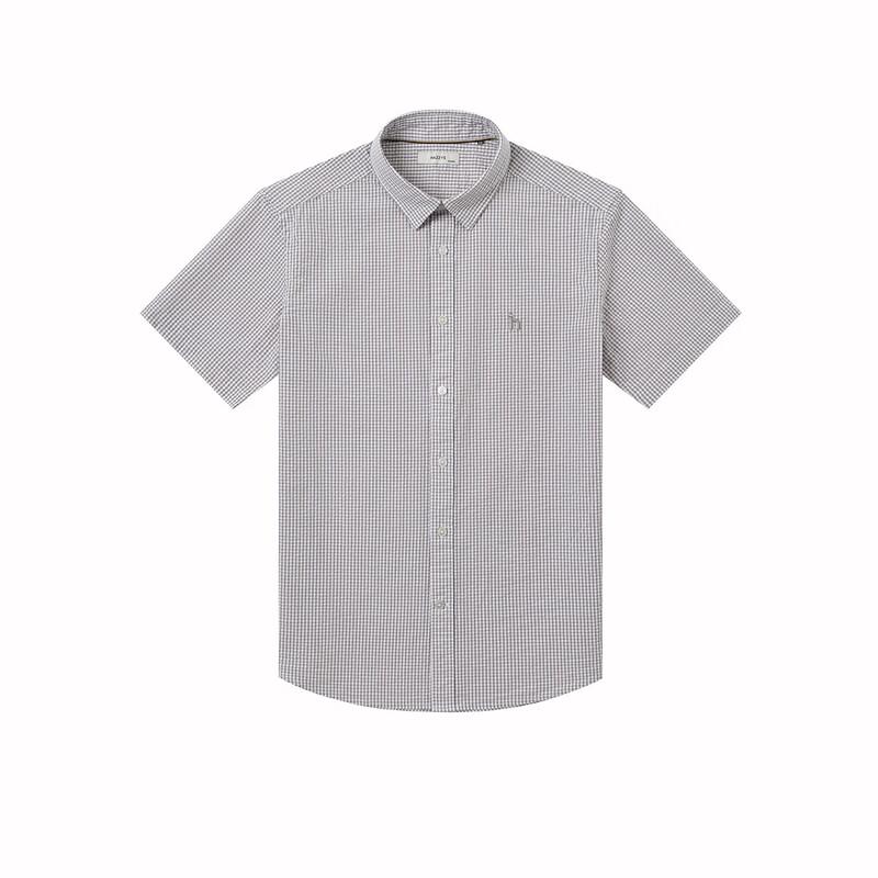 HAZZYS Men's Summer Pure Cotton Small Plaid Short-Sleeve Shirt