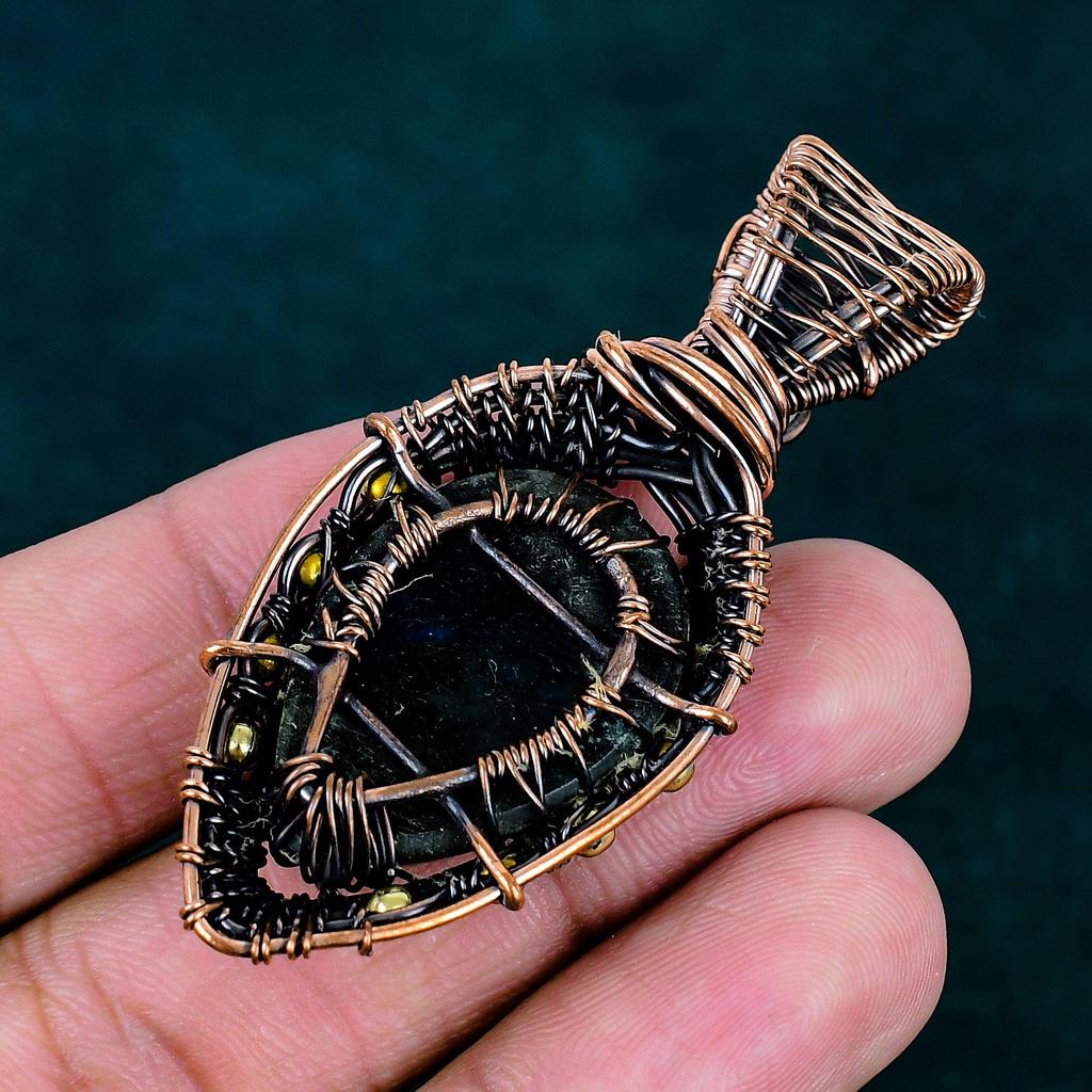 Labradorite Pendant Copper Wire Wrapped Pendant Handmade Birthstone Pendant Tree of Life Jewelry Rainbow Moonstone Jewelry Gemstone Pendant