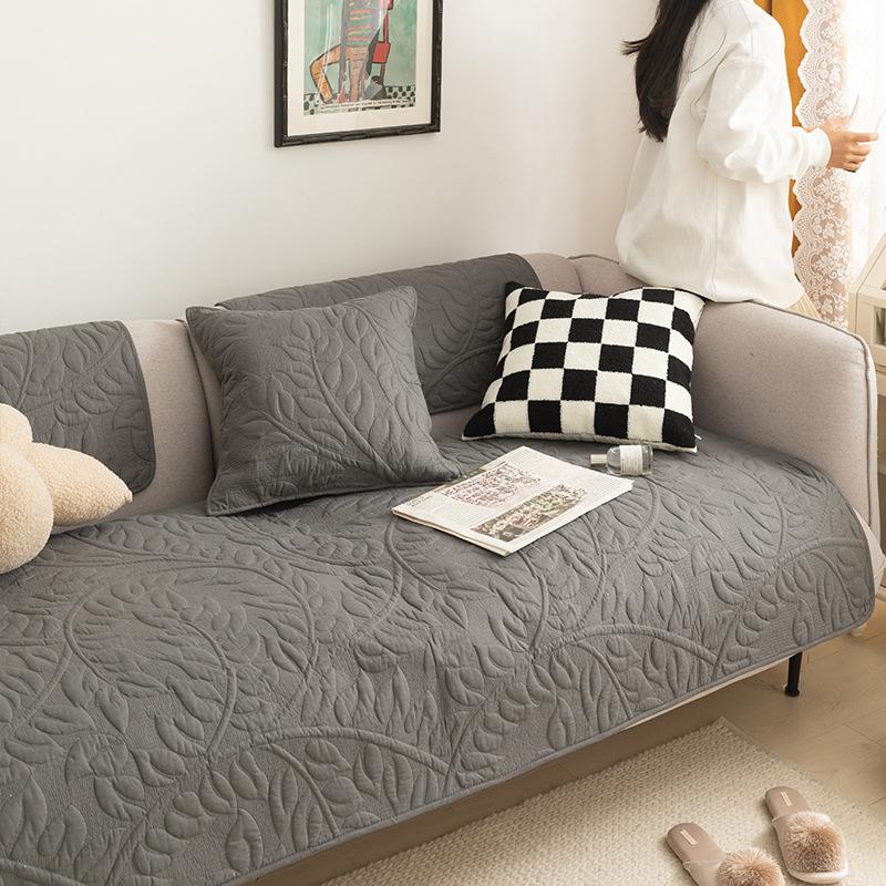 Solid Colour Modern Simple Living Room Sofa Cushion Cloth Cotton Sofa Cover Towel Cushion Sofa Cover Cover All-season Universal