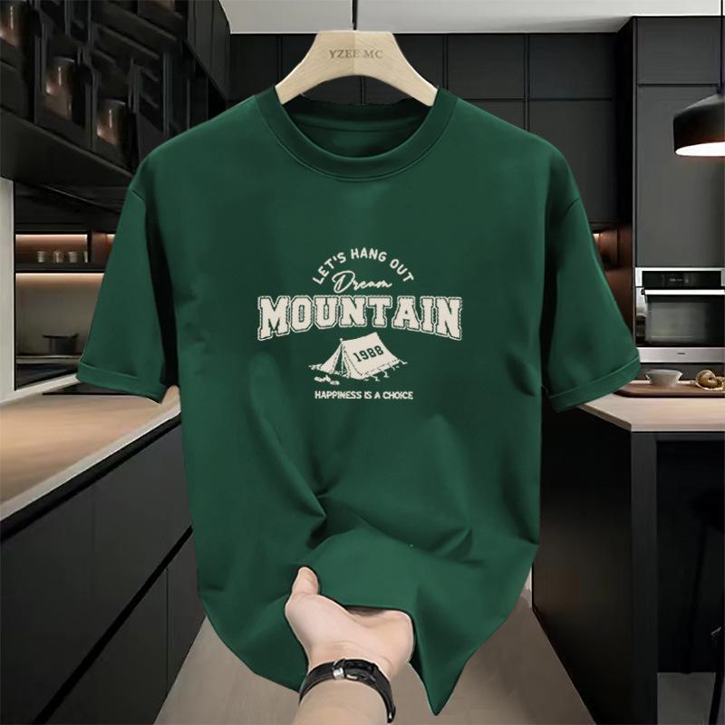 

Short Sleeved Pure Cotton Men s Summer T-shirt Trendy Brand Letter Five Quarter Sleeve T-shirt Loose Oversized Summer Half Sleeve 3XL