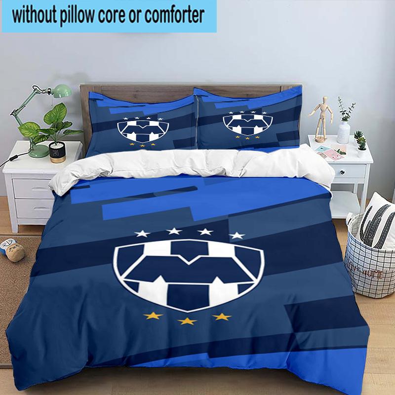 3pcs Monter-rey Football Crest Art Printed Bedding Set Duvet Cover Closure Includes 1 Duvet Cover & 2 Pillowcases Bedding Sets Home Decor Gifts