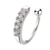 New Personality Stainless Steel Full Zircon C-shape Water Drop Clip Earrings for Women Charm Fake Piercing Cuff Earring Jewelry