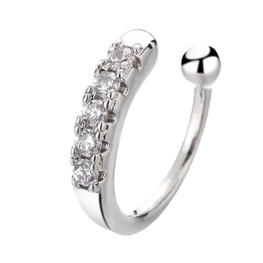 New Personality Stainless Steel Full Zircon C-shape Water Drop Clip Earrings for Women Charm Fake Piercing Cuff Earring Jewelry