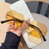 New Rimless Polygonal Seaside Beach Party Sunglasses Unisex Gradient Color Sunglasses Trend Street Photography Sunglasses